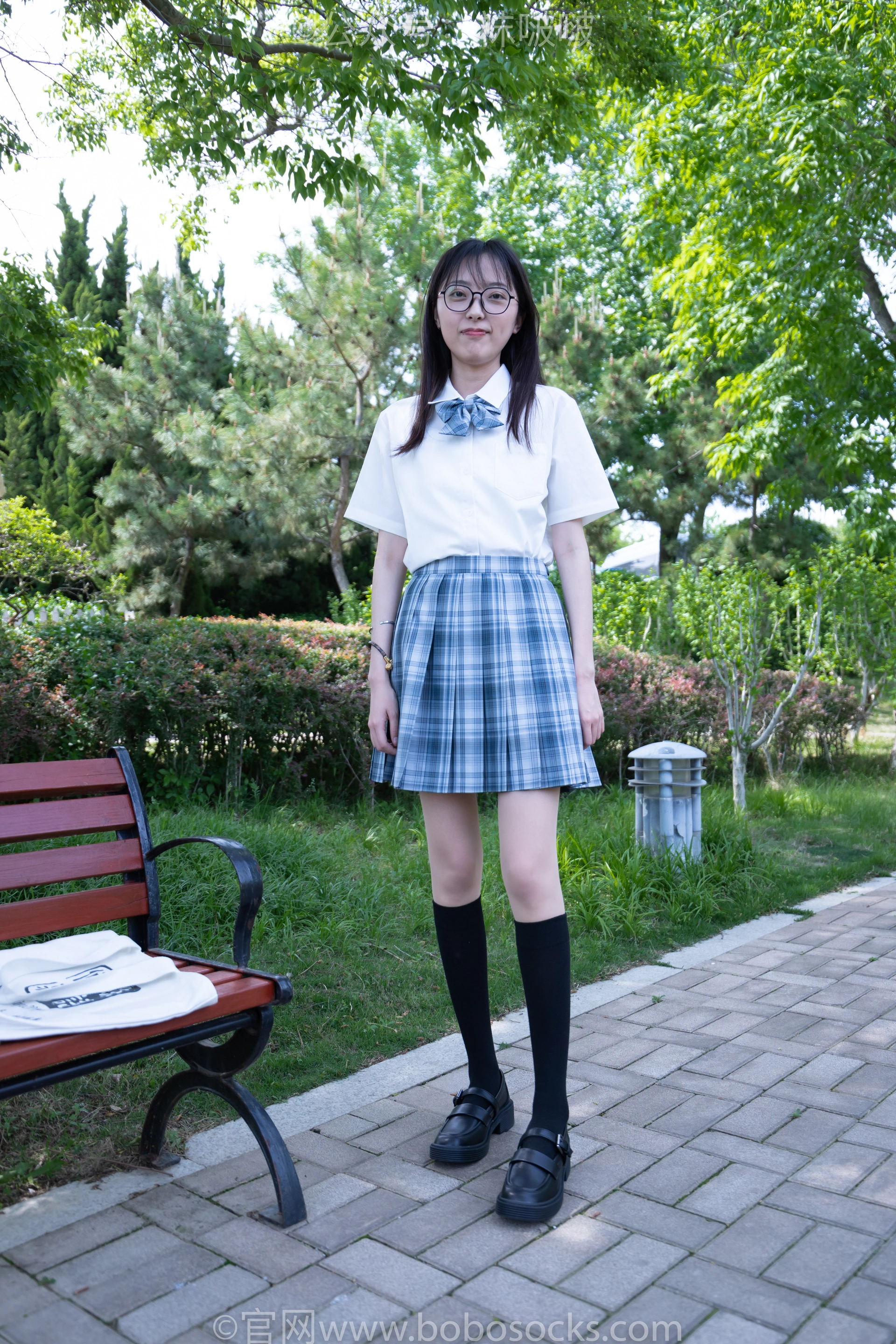 [BoBoSocks袜啵啵]NO.007 稚予-JK制服、皮鞋、黑色中筒棉袜、肉丝 1